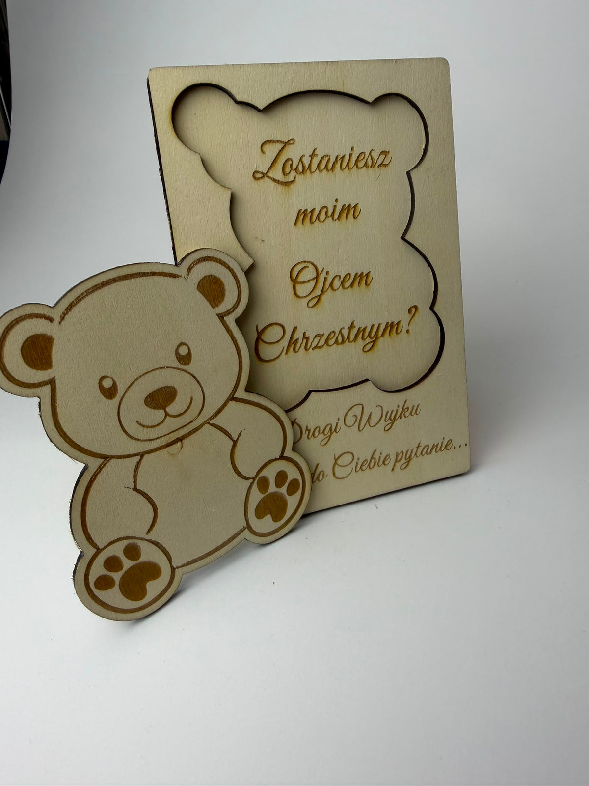 Drewniana kartka okolicznościowa z wyciąganym elementem